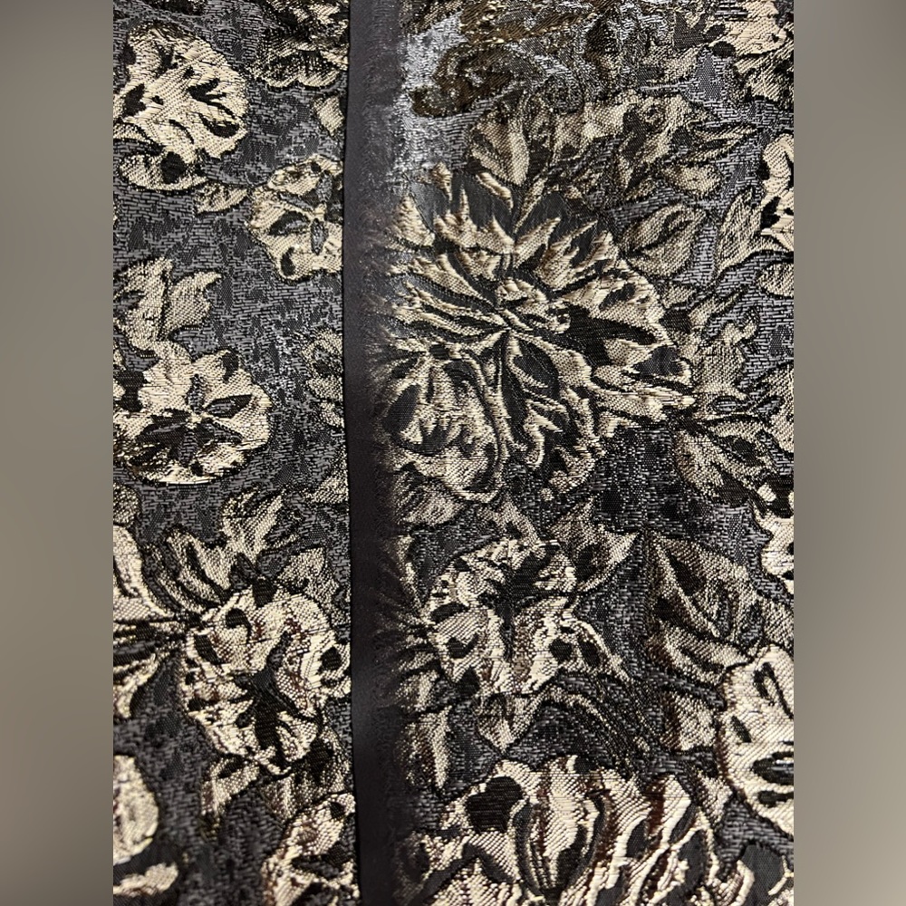 Monique Lhuillier Silver & Gold Brocade Floral Pencil Skirt Size 2 - Picture 6 of 12